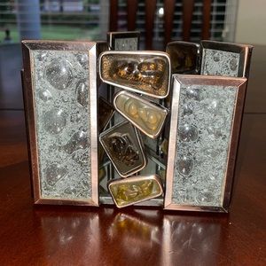 PartyLite Waters Edge Votive Mosaic Triangle Candle Holder with Mirror Base